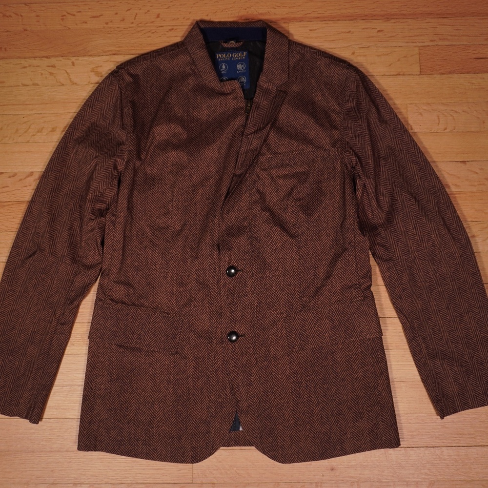 Polo Golf Ralph Lauren Herringbone Windbreaker Brown Medium Brand New